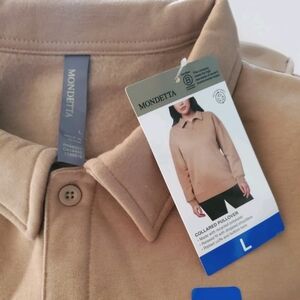 Mondetta Beige Button-Up Pullover